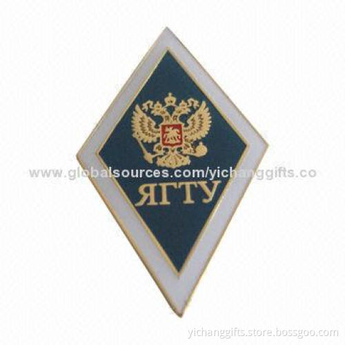 Enamel Pin with Gold Plating, Imitation Enamel Color, Customized Designs are Accepted
